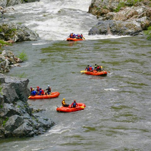 a group of people on a boat in the water